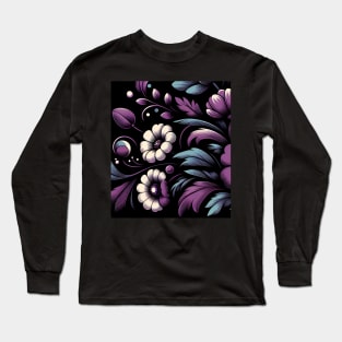 Violet Floral Illustration Long Sleeve T-Shirt